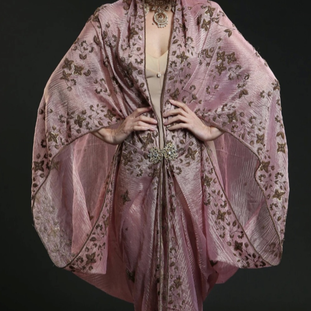 Embroidered Reproduction 1920's Deco Style Pink Tissue Silk Gown, NWT US 0-6